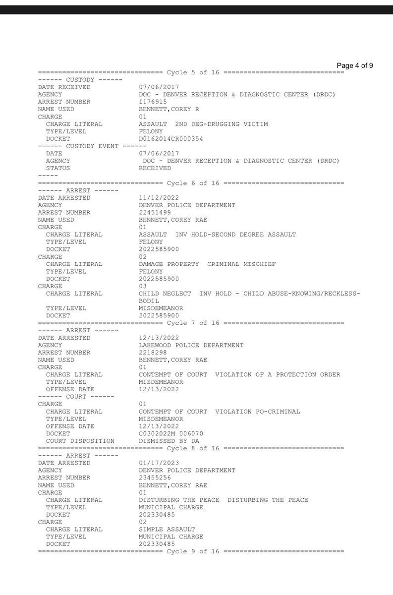 dobetterdnvr's tweet image. 🚨 BREAKING: Corey Rae Bennett was arrested at last night’s protest, charged with 2nd-degree assault on a peace officer. 👮‍♂️ Bennett’s no stranger to legal trouble, with past charges including assault, drugging a victim, child neglect, and more. #News #Protest #CrimeWatch…
