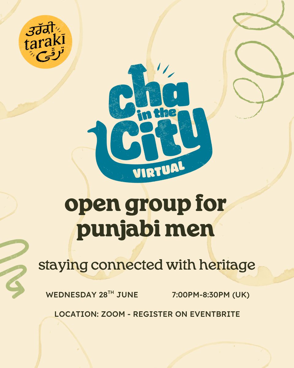 happy june! ☀️⁠
⁠
this month our open group for punjabi men will be coming together to discuss staying connected with heritage.
⁠
register for FREE through the link below! 
taraki.co.uk/events
⁠
hope to see you there! 💛