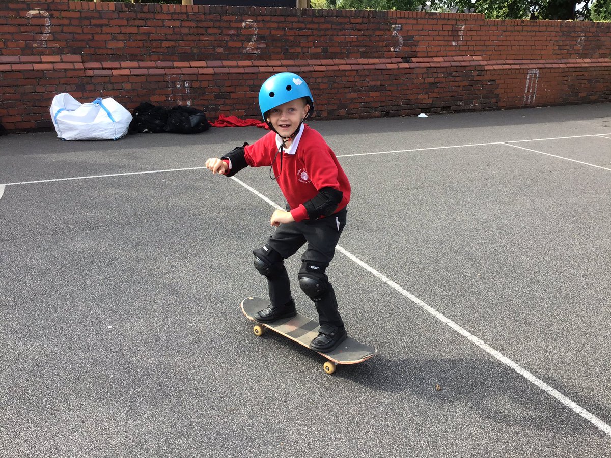 Just a few pics from today’s skateboarding session for KS2. The children had a so much fun. We had a few nervous faces beforehand but those frowns quickly turned to smiles! 

Our reception, KS1 &amp; Acorn children will be having a go at scootering on Friday. @rubiconteam
