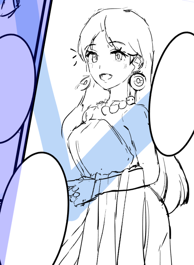 ミヅキちゃん漫画、次の次の更新の下書き中。ちょっとだけゲストキャラも登場予定。全ページ中、一番ネームがフワフワしていたパートだったけれど、前回更新～次回分作業中の現在までに内容が固まり、その代わりに次の次の次以降が相対的にネームからの見直し段階に。 