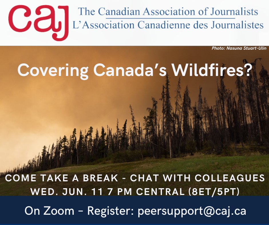 dave seglins (@cbcdaveseglins) on Twitter photo Tonight - Drop-in session for Canadian journalists and news professionals working on the wildfires. Zoom. Registration required, via email: peersupport<a href="/caj/">Canadian Association of Journalists</a>.ca @caj <a href="/journalismforum/">Canadian Journalism Forum on Violence and Trauma</a> #CNIPS #MentalHealth #Journalism Tonight - Drop-in session for Canadian journalists and news professionals working on the wildfires. Zoom. Registration required, via email: peersupport<a href="/caj/">Canadian Association of Journalists</a>.ca @caj <a href="/journalismforum/">Canadian Journalism Forum on Violence and Trauma</a> #CNIPS #MentalHealth #Journalism