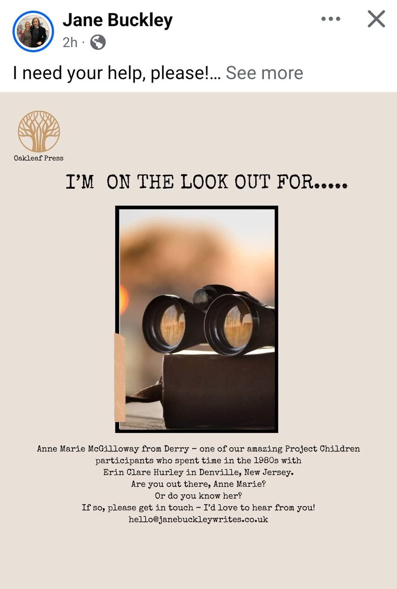 A good friend of mine, Jane Buckley is looking for your help. She's been commissioned to write a book about Project Children were catholic &amp; protestant children from the north of Ireland were given the opportunity to holiday together in the USA during the height of the troubles.