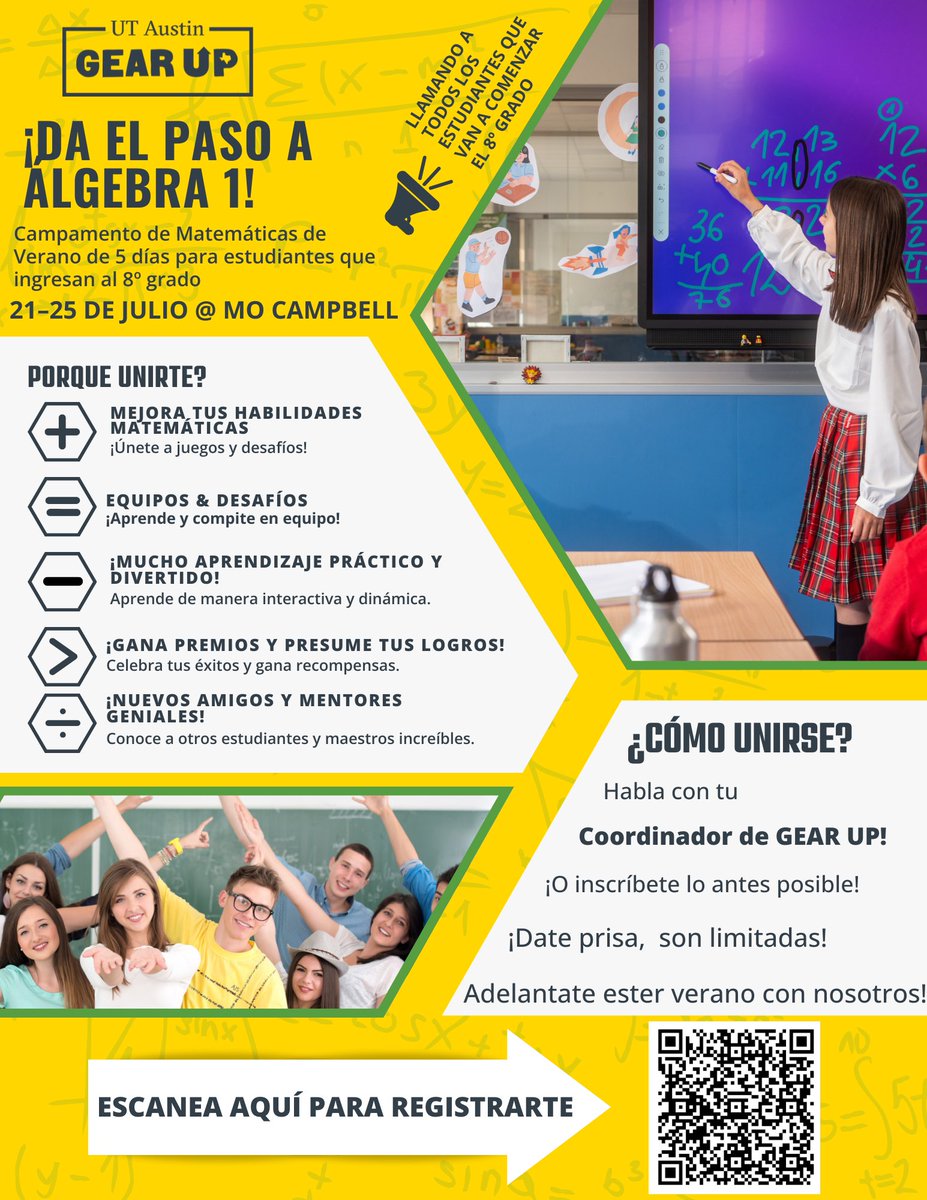 Michaela Downs (@gearupwithdowns) on Twitter photo Get ready for 8th grade with a fun and engaging summer math camp!🤩
Learn through hands-on challenges, team games, and exciting activities — plus prizes!
July 21-25 @ the MOC
Sign up NOW - spots are limited!
<a href="/ShotwellMS_AISD/">Shotwell Middle School - Aldine ISD</a> <a href="/GEARUP_AISD/">GEAR UP Aldine ISD</a> Get ready for 8th grade with a fun and engaging summer math camp!🤩
Learn through hands-on challenges, team games, and exciting activities — plus prizes!
July 21-25 @ the MOC
Sign up NOW - spots are limited!
<a href="/ShotwellMS_AISD/">Shotwell Middle School - Aldine ISD</a> <a href="/GEARUP_AISD/">GEAR UP Aldine ISD</a>