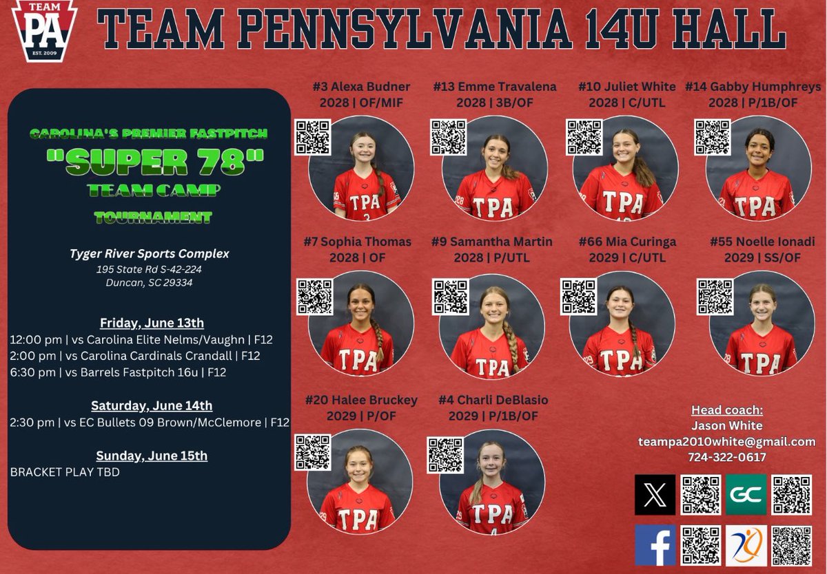 Sophia Thomas (@sophiathomas28) on Twitter photo I am so excited to get back on the field with my girls this weekend in SC at the Super 78! Come check us out! <a href="/teampafastpitch/">Team Pennsylvania Fastpitch</a> <a href="/TeamPAHall14U/">Team PA Hall 14U</a> <a href="/ginggga21/">Richele Hall</a> I am so excited to get back on the field with my girls this weekend in SC at the Super 78! Come check us out! <a href="/teampafastpitch/">Team Pennsylvania Fastpitch</a> <a href="/TeamPAHall14U/">Team PA Hall 14U</a> <a href="/ginggga21/">Richele Hall</a>