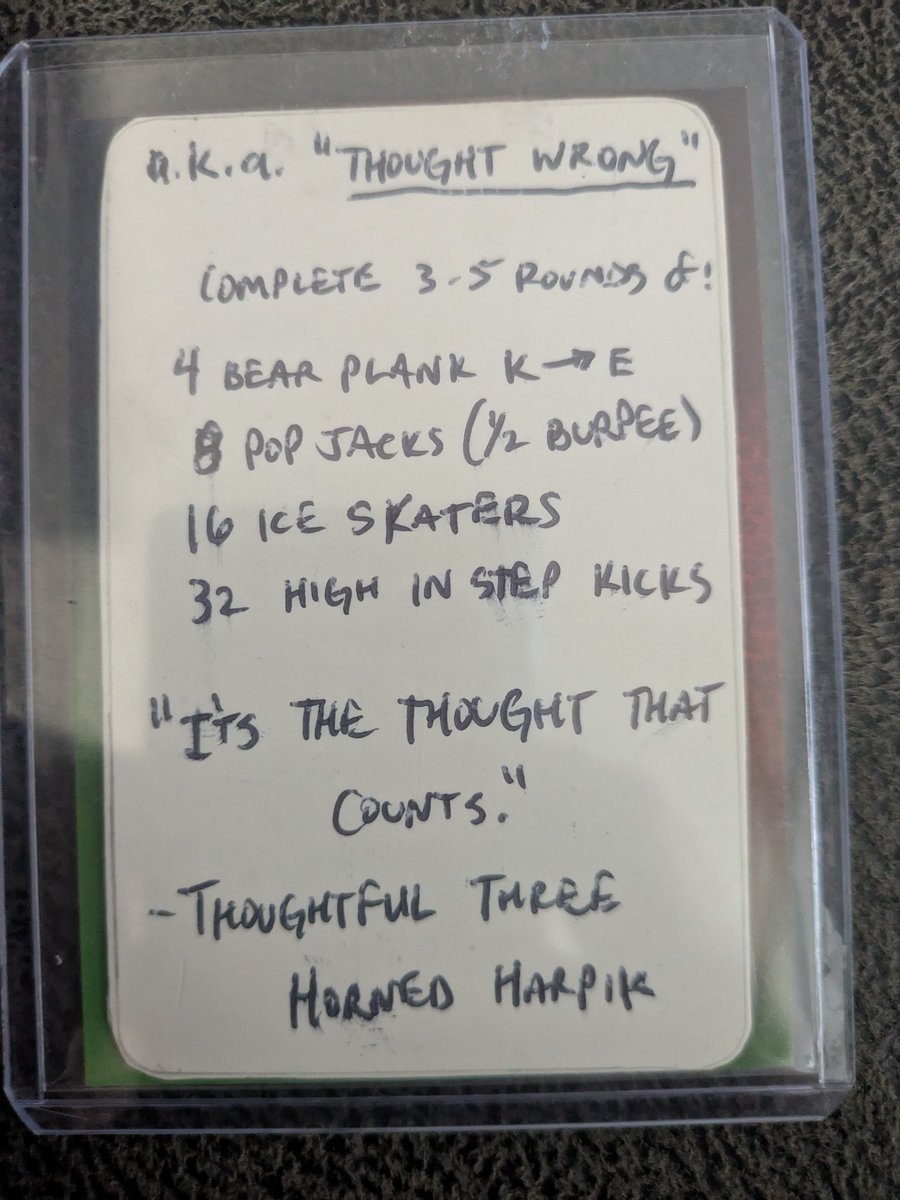 Big shout-out to <a href="/BrofitAZ/">BroFit AZ</a> for this awesome Harpik card. It unfortunately came with some workouts on the back. I Tried Brofit, I really did. Finished #1 and #4 (and regretted it immediately 😂)... But what the hell is a pop jack burpee ice skater around the bend 🤣🤣🤣 you should