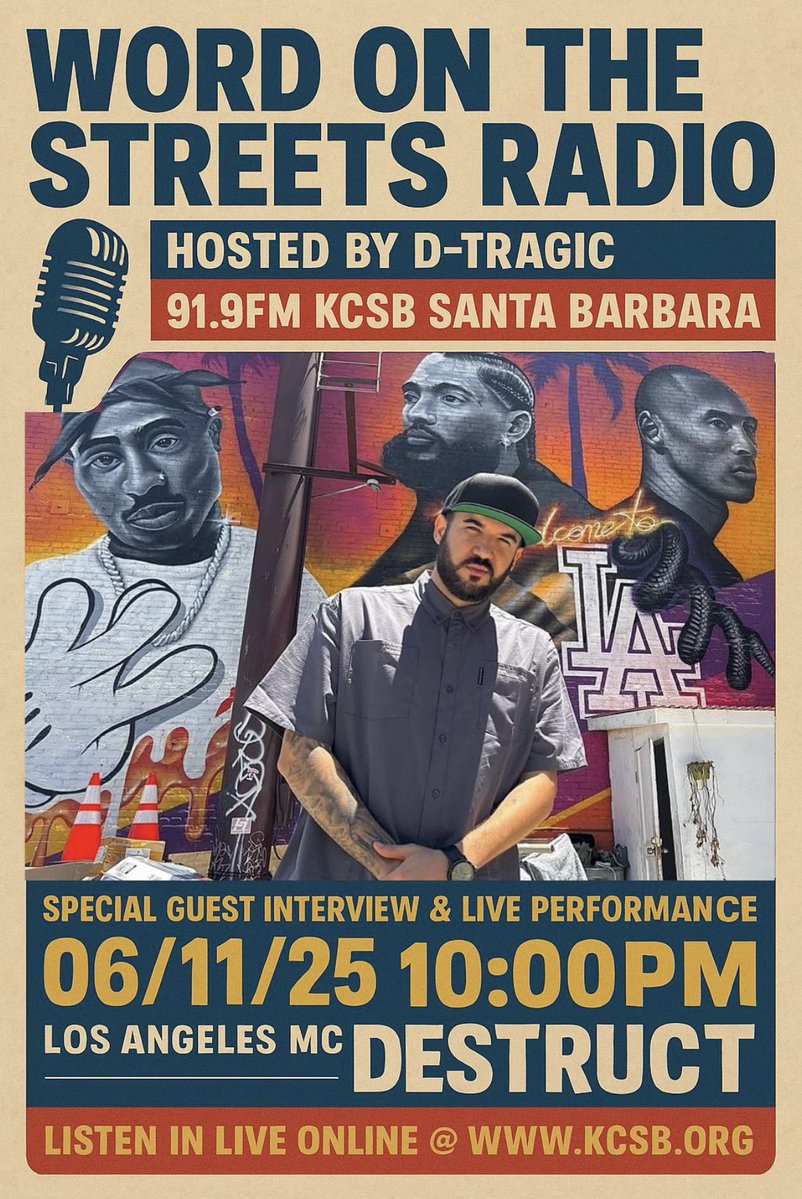 Tonight🎯
i’ll be live on 91.9 FM <a href="/kcsbfm/">KCSB Test</a> 📻 #WordOnTheStreetsRadio with my g <a href="/dtragic/">D-Tragic</a> 

In studio interview + performance promoting my new album #TheCanvasNeverLies 🎨🔊 Out Now! 

Tune in @ 10pm &amp; Listen live on air 
on your FM dial or at kcsb.org
