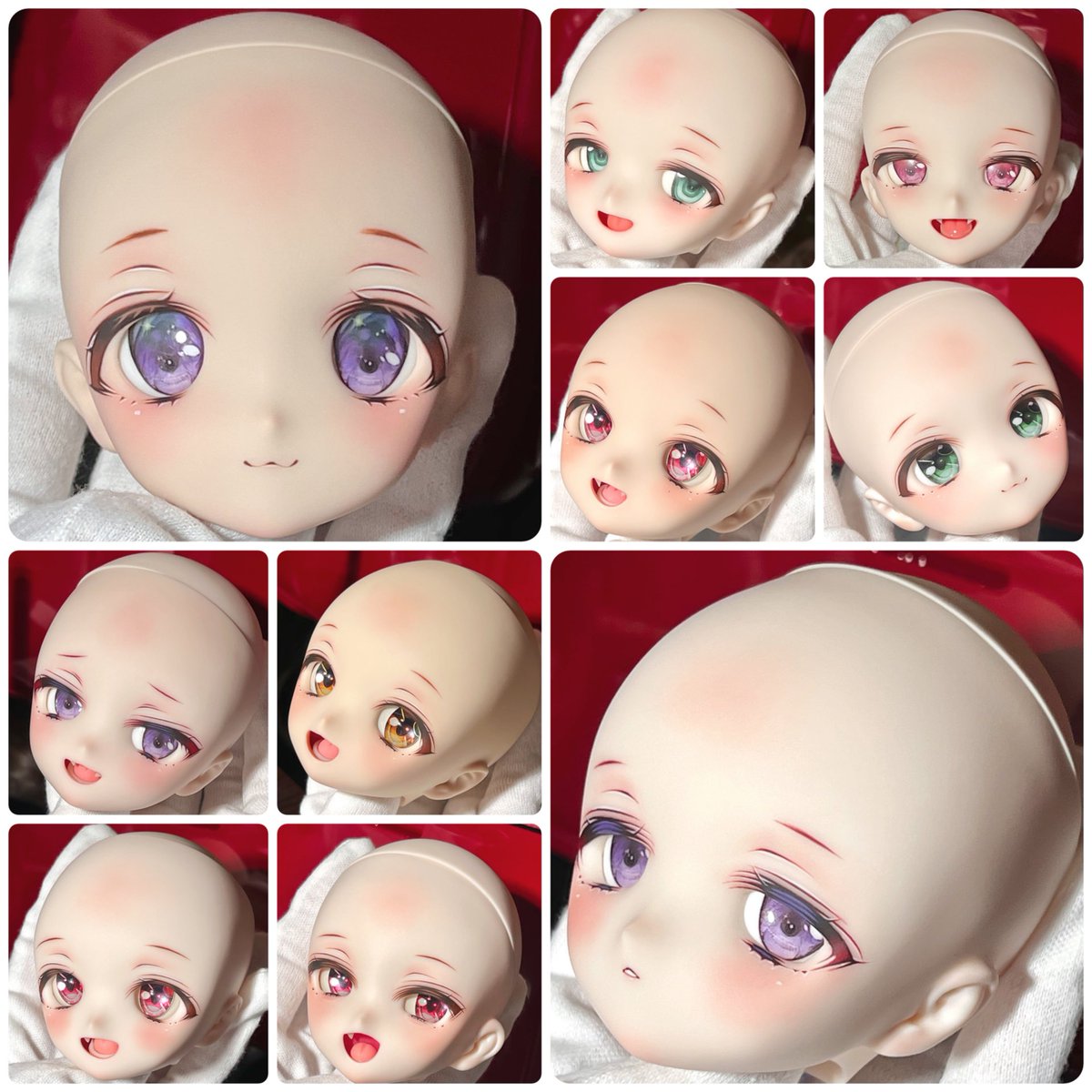 Irumina_doll's tweet photo. ドールヘッドにメイクして命を吹き込んでます😊🍒オーナーさんにカメラを向けられて出た自然な表情、を意識してます～🥰
 #知名度を上げたいので拡散してください https://t.co/i3aFSHy0lM