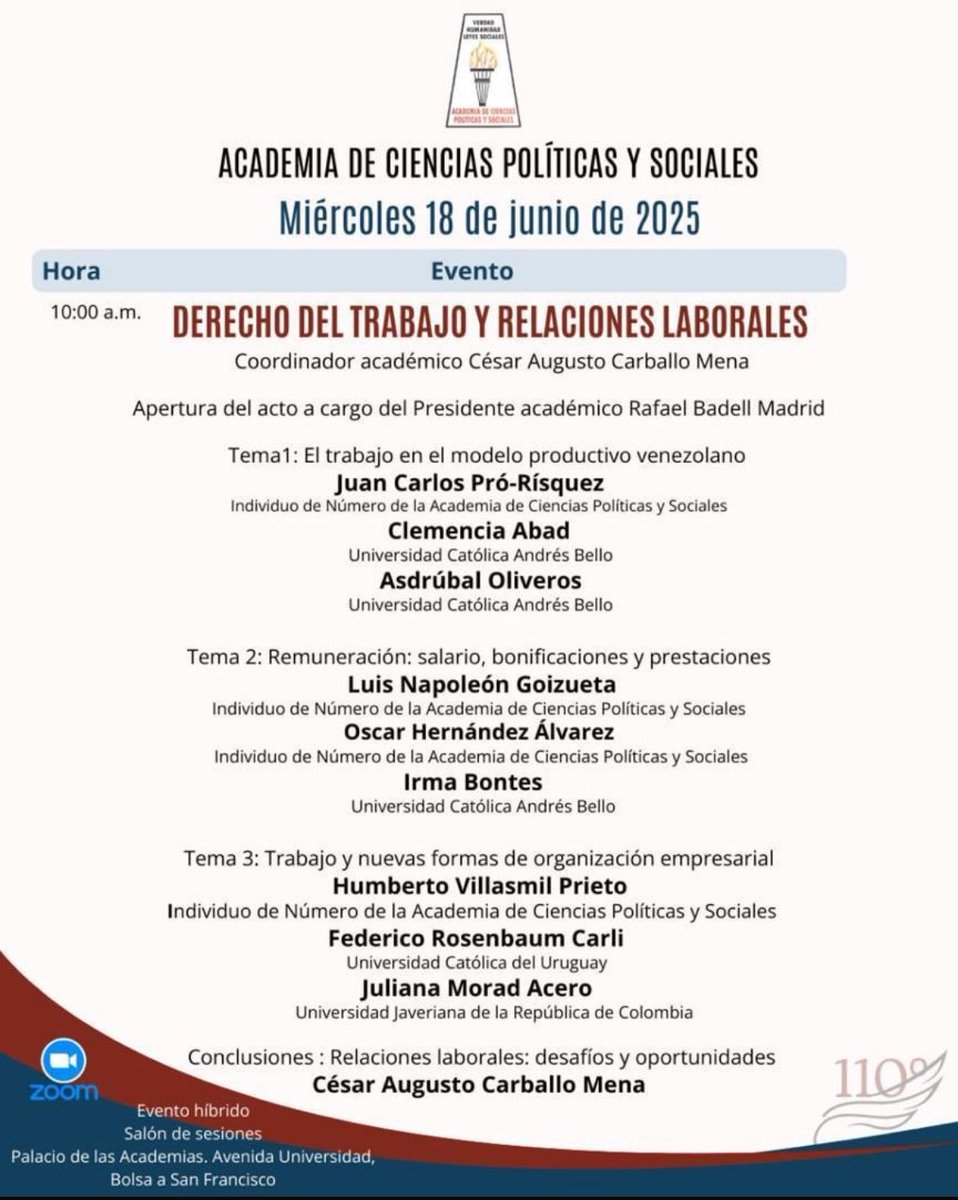 Relaciones Industriales UCAB (@rriiucab) on Twitter photo "El trabajo en el modelo productivo venezolano" será el tema en el que participaremos, estando en el panel la directora de nuestra Escuela, Prof. Clemencia Abad. Gracias por esta invitación <a href="/carballocesar/">César A. Carballo</a> y enhorabuena por este aniversario a la <a href="/acienpol/">Academia de Ciencias Políticas y Sociales</a> "El trabajo en el modelo productivo venezolano" será el tema en el que participaremos, estando en el panel la directora de nuestra Escuela, Prof. Clemencia Abad. Gracias por esta invitación <a href="/carballocesar/">César A. Carballo</a> y enhorabuena por este aniversario a la <a href="/acienpol/">Academia de Ciencias Políticas y Sociales</a>