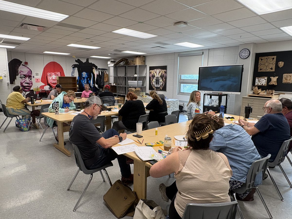 ArtofBusiness22's tweet image. It was great being reunited with my @JCPSKY visual art people the past 2 days at our summer PD’s. I was able to lead a hands-on session featuring my #PBL Cereal Design unit. I love seeing what my peers come up with and how they envision using my units in their own curriculum!