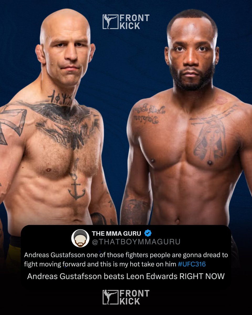 The MMA Guru with the HOT TAKE: 

Swedish UFC debutant Andreas Gustafsson could beat former UFC champion Leon Edwards, RIGHT NOW 👀

What do you make of this? #MMATwitter