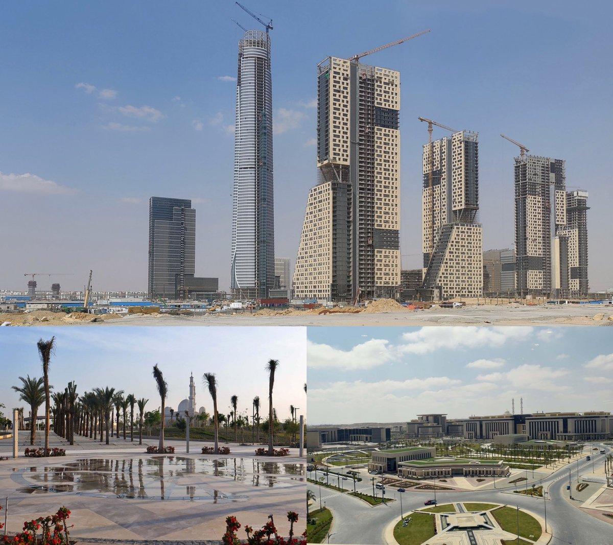 مساء الخير من العاصمة الإدارية الجديدة - قيد الإنشاء-  حيث #القاهرة في ثوبها العصري…
مدينة بحجم دولة، بل أكثر. تحفة لا تعبر عنها الصور. كل تصميم فيها يروي قصة جهد، وذكاء، ورؤية شُيّدت على أرضٍ شاسعة جدا.
