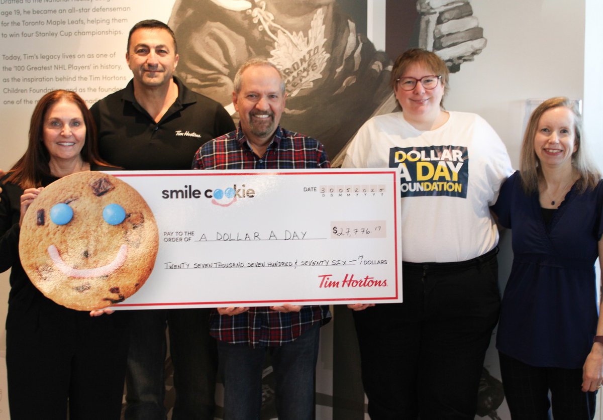A huge THANK YOU to the four Tim Hortons stores in Calgary who partnered with A Dollar A Day for Smile Cookie Week! 💛 With the support of their customers, they raised over $27,000! 100% of the proceeds will go directly to our incredible Calgary partner, Alpha House Society.