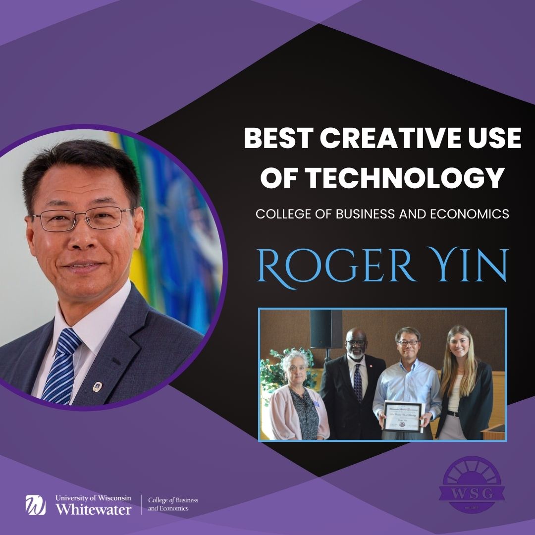 The WSG Instructor Awards recognize outstanding faculty and staff nominated by students for their dedication and impact. Congratulations to Dr. Roger Yin for receiving the award for Best Creative Use of Technology! 

 #WSGInstructorAwards #FacultyRecognition #TeachingExcellence