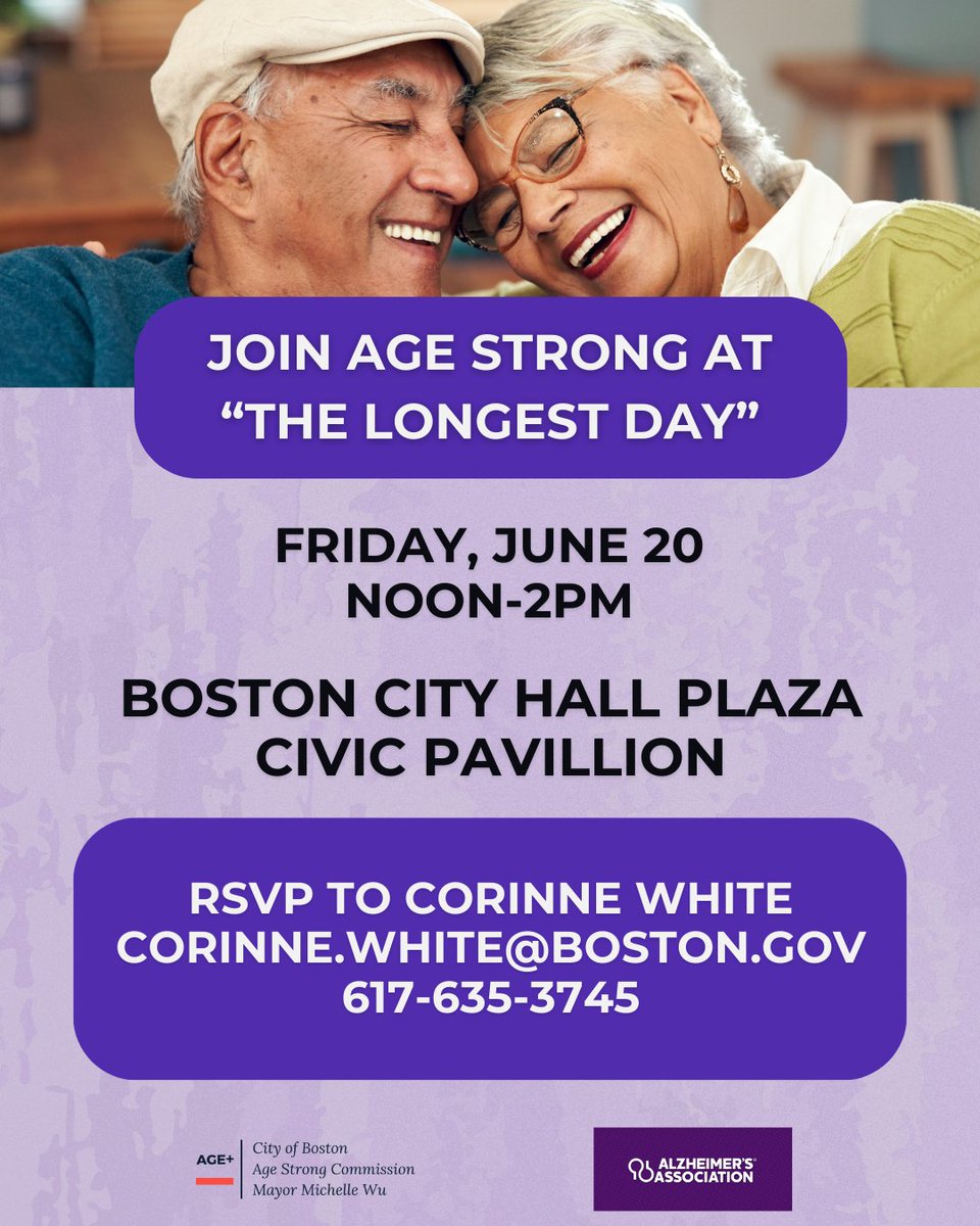 AgeStrongBos's tweet image. Join us on the Summer Solstice to raise awareness for Alzheimer’s disease &amp;amp; other dementias. Gather resources &amp;amp; support from community organizations. 

Event includes healthy snacks, raffle prizes and somatic therapy program.