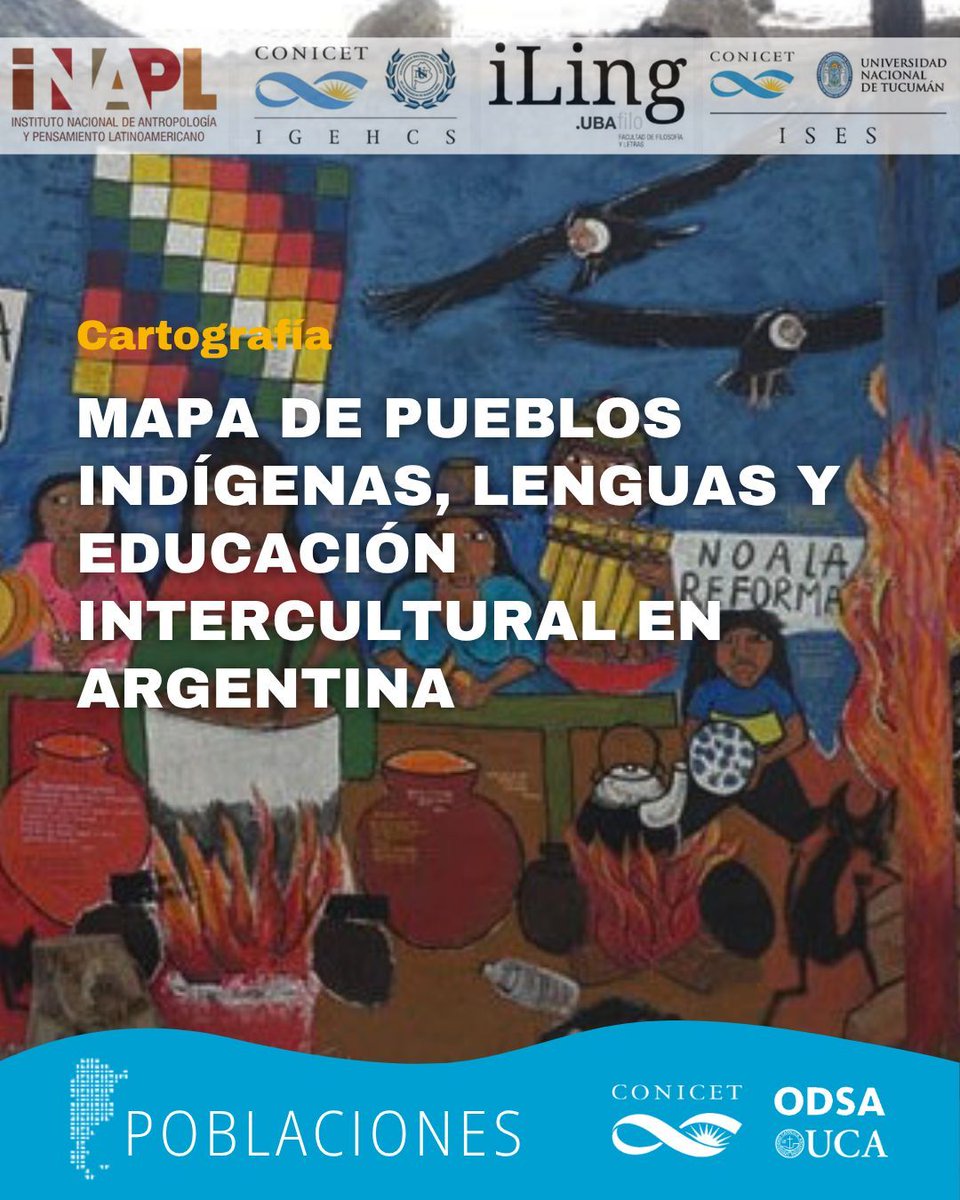 📍Mapa de pueblos indígenas, lenguas y educación intercultural en Argentina.

🔍 Esta cartografía integra datos oficiales provenientes del Instituto Nacional de Asuntos Indígenas (INAI), los Censos Nacionales de Población y Vivienda 2010 y 2022, las Pruebas Aprender [+]
