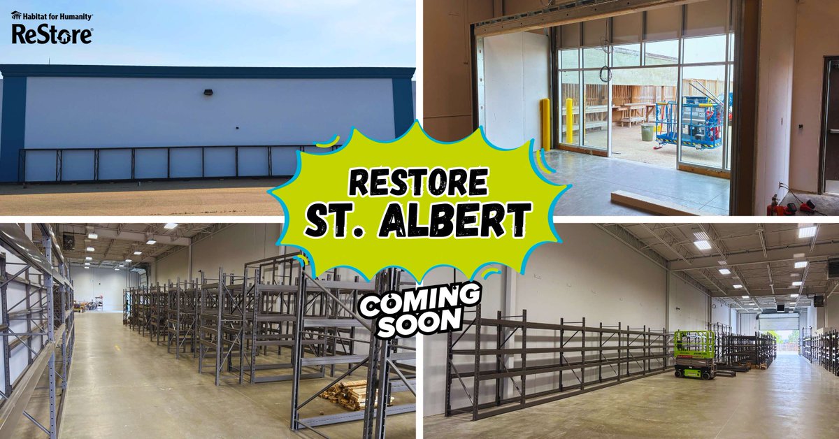 Habitat for Humanity Edmonton (@habitatedm) on Twitter photo 👀 Behind-the-scenes update!
Our new St. Albert ReStore at 730 St. Albert Trail (shared with <a href="/GoodwillAB/">Goodwill Alberta</a> ) is almost ready. We’re aiming for a July 21 opening, pending construction. Stay tuned for the official date! 💚 #StAlbert 👀 Behind-the-scenes update!
Our new St. Albert ReStore at 730 St. Albert Trail (shared with <a href="/GoodwillAB/">Goodwill Alberta</a> ) is almost ready. We’re aiming for a July 21 opening, pending construction. Stay tuned for the official date! 💚 #StAlbert