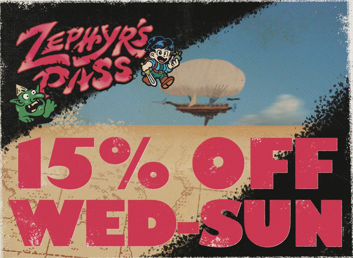 CRTOGRPHR's tweet image. You're seeing it! Get 15% off Zephyr's Pass!
The discount is automatically applied at checkout — no code needed!
Applies to:
✔️ Standard Edition
✔️ Digital Edition
✔️ T-Shirt
Offer valid from Wednesday, June 11 at 12:00 PM EDT until Sunday, June 15 at 11:59 PM EDT.
#gbdev…