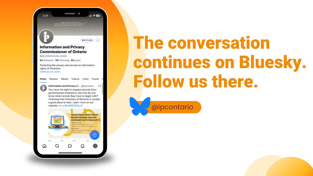 IPCinfoprivacy's tweet photo. We’re signing off soon. To stay connected and keep up with our latest guidance, news, and resources on access and privacy, follow us on Bluesky:  https://t.co/zM4nECNCq8 https://t.co/XZGPAnwuxh