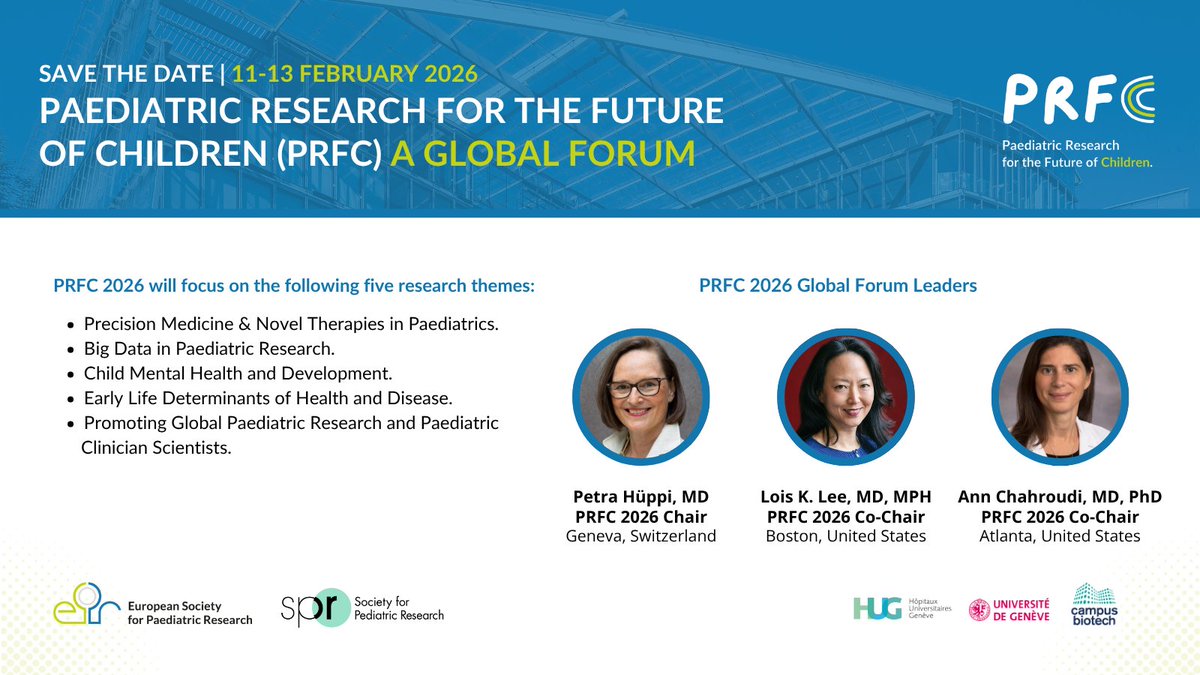 SPR (@socpedresearch) on Twitter photo Join us at #PRFC2026, a new global forum for paediatric research in collaboration with <a href="/ESPR_ESN/">European Society for Paediatric Research (ESPR)</a>
🗓 When: 11–13 Feb 2026
📍 Where: Geneva, Switzerland
🎯 Our Focus: Precision medicine, big data, mental health & more!
Submit Your Abstract by 31 July 2025: prfc-forum.org Join us at #PRFC2026, a new global forum for paediatric research in collaboration with <a href="/ESPR_ESN/">European Society for Paediatric Research (ESPR)</a>
🗓 When: 11–13 Feb 2026
📍 Where: Geneva, Switzerland
🎯 Our Focus: Precision medicine, big data, mental health & more!
Submit Your Abstract by 31 July 2025: prfc-forum.org
