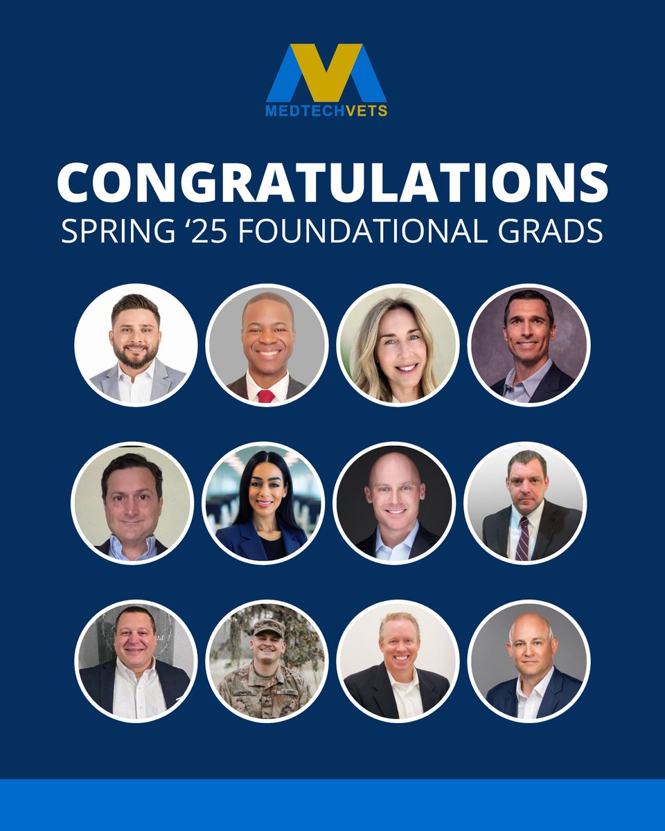 Congratulations to our Spring 2025 Foundational graduates! 🎓

Apply for our next Program: mvpvets.my.site.com/mtvacademyform…

#veterans #militarytransition #medtech