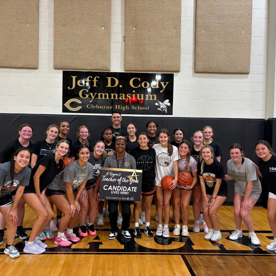 Elementary Teacher of the Year Taylor Coleman and Secondary Teacher of the Year Coach Tiffany Hill are being celebrated by @escregion11🏆 Both were surprised with yard signs to proudly showcase this well-deserved honor. #GreatnessEverywhereCleburneISD