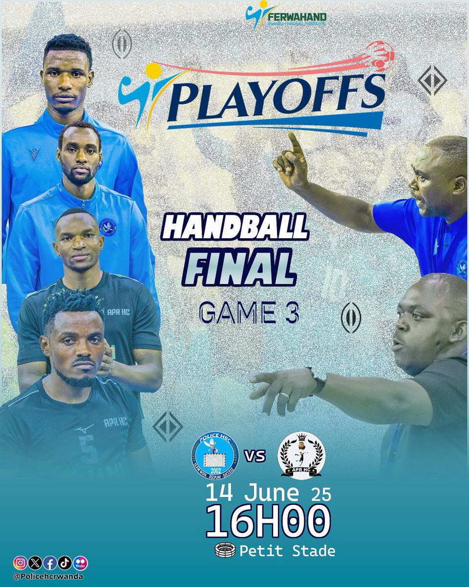 Police Rwanda Handball Club (@policehandball1) on Twitter photo "we play our game like it's our last game"
Don't miss this Game 3 of Playoffs Final @aprhandball vs <a href="/policehcrwanda/">Police Handball Club</a>
Our fans you are all welcomed
🏟️petit stade amahoro
📆14 June 2025
⏰16:00
#playofffinal
<a href="/FerwahandRwanda/">Rwanda Handball Federation</a> "we play our game like it's our last game"
Don't miss this Game 3 of Playoffs Final @aprhandball vs <a href="/policehcrwanda/">Police Handball Club</a>
Our fans you are all welcomed
🏟️petit stade amahoro
📆14 June 2025
⏰16:00
#playofffinal
<a href="/FerwahandRwanda/">Rwanda Handball Federation</a>