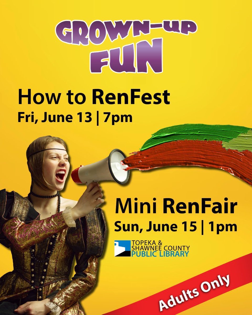 Grown-ups have fun at the library, too! Come this Friday, June 13 at 7pm in Marvin Auditorium for How to RenFest. Learn all about the art of cosplaying and how you can make a costume yourself. Then join us for a Mini RenFair on Sunday, June 15 at 1pm in Marvin Auditorium!