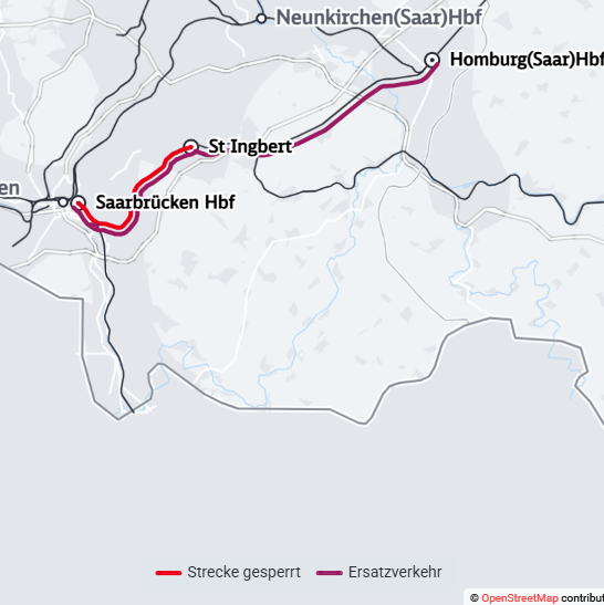 Regio_Mitte's tweet photo. #RB68 #RB70 #RB71 #RE1 - #Saarbrücken_Hbf <> #St_Ingbert Strecke gesperrt.
Grund: Reparatur an der Oberleitung.
Dauer der Störung bis vsl. 12.06.25, 08:00 Uhr.
#Verspätungen und #Teilausfällen.
Bitte prüfen Sie Ihre Reiseverbindung kurz vor der Abfahrt des Zuges. https://t.co/jcpRcXO6CP