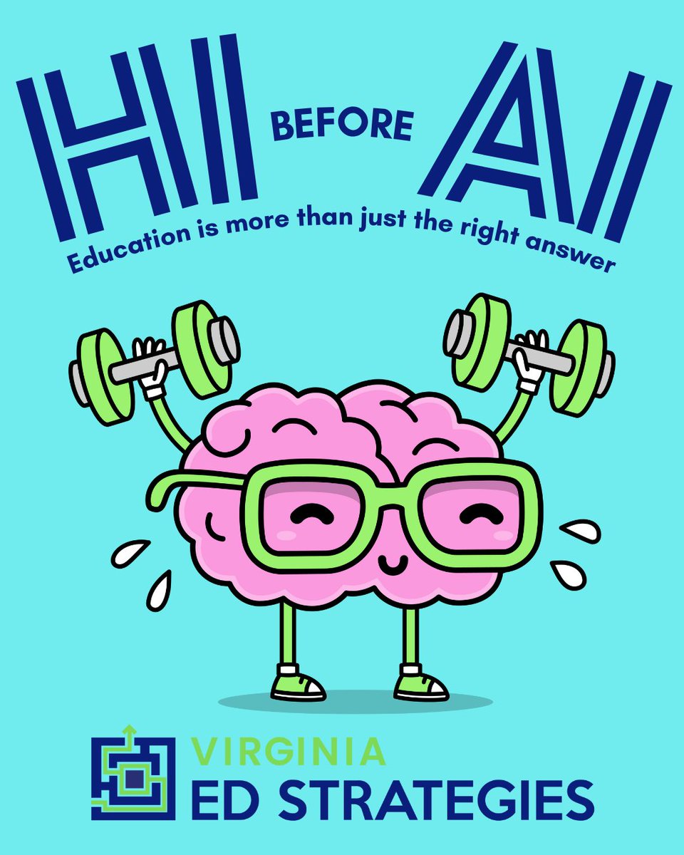 Before we teach students how to use AI, we need to teach them how to use HI.

Human intelligence builds purpose, ethics, and critical thinking skills that no tool can replace.

Don't skip the heavy lifting. The heavy lifting IS the learning.

#HIbeforeAI #EdTech #FutureReady