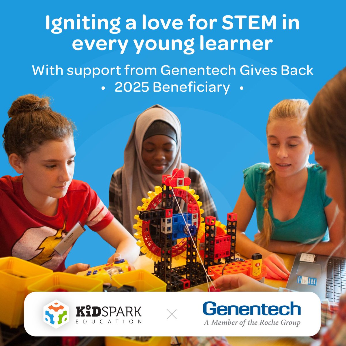 We’re proud to be named a 2025 @Genentech Gives Back beneficiary!

Thank you to the Genentech employees who came together to help expand access to high-quality STEM education.

Learn how we’re making early STEM education more accessible: hubs.ly/Q03rKSBg0