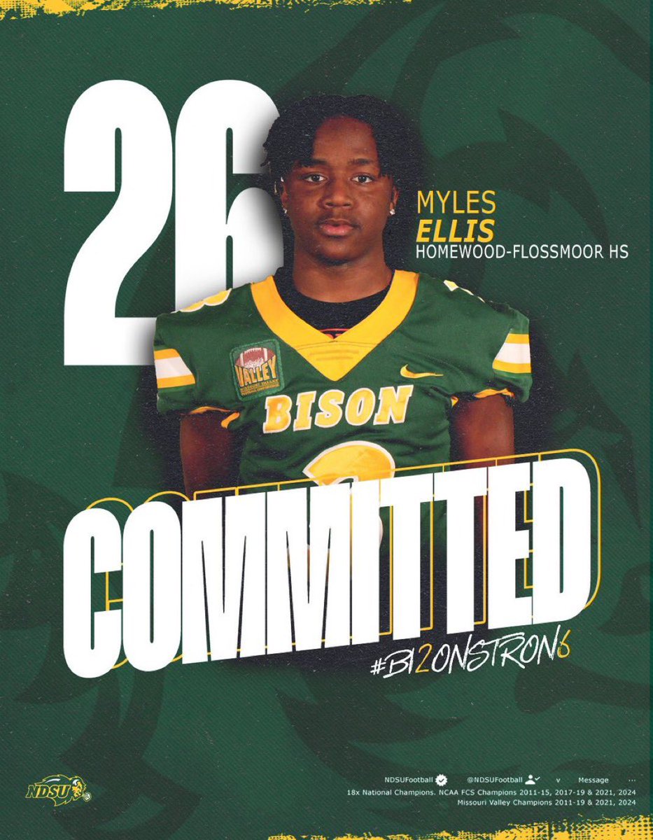Bison Football Chronicles (@ndnextup) on Twitter photo <a href="/NDSUfootball/">NDSU Football</a> Has 10 Class ‘26 Commits So Far
•Tucker Thieneman-OT
<a href="/tuckthie78/">Tucker Thieneman</a>
•Kobe Russel-CB
<a href="/Kobe_Russell3/">Kobe Russell</a>
•Jack Wilson-LB
<a href="/wilson_jack2/">Jack Wilson</a>
•Daniel Devine-DL
<a href="/danieldevine_7/">Daniel Devine</a>
•Q Barnslater-WR
<a href="/Qbarnslater2026/">Q Barnslater 26’ ATH</a>
•Myles Ellis-WR
<a href="/MylesMitchelll/">“Money” Myles Mitchell</a>
#NDSU #GoBison #Herd <a href="/NDSUfootball/">NDSU Football</a> Has 10 Class ‘26 Commits So Far
•Tucker Thieneman-OT
<a href="/tuckthie78/">Tucker Thieneman</a>
•Kobe Russel-CB
<a href="/Kobe_Russell3/">Kobe Russell</a>
•Jack Wilson-LB
<a href="/wilson_jack2/">Jack Wilson</a>
•Daniel Devine-DL
<a href="/danieldevine_7/">Daniel Devine</a>
•Q Barnslater-WR
<a href="/Qbarnslater2026/">Q Barnslater 26’ ATH</a>
•Myles Ellis-WR
<a href="/MylesMitchelll/">“Money” Myles Mitchell</a>
#NDSU #GoBison #Herd
