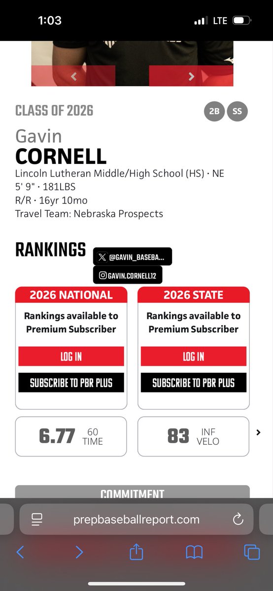 Gavin Cornell (@gavin_baseball_) on Twitter photo Updated numbers from PBR day yesterday.
<a href="/PrepBaseballNE/">Prep Baseball Nebraska</a> <a href="/Prospects_NE/">Nebraska Prospects Baseball Club</a> #jucoroute #uncommited Updated numbers from PBR day yesterday.
<a href="/PrepBaseballNE/">Prep Baseball Nebraska</a> <a href="/Prospects_NE/">Nebraska Prospects Baseball Club</a> #jucoroute #uncommited