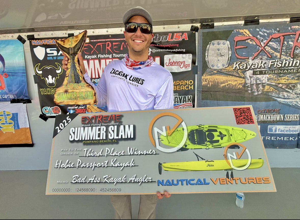 _EKFT's tweet image. 🍾CONGRATULATIONS 🍾 to the winners of the 2025 EKFT, Summer Slam Series Part 1!  Thank you to all our sponsors &amp;amp; #EKFT committee for helping make this event a success! 
🥇John Stackhouse 35.16lbs
$3k from @Starbriteinc / @YakGear
—
#extremekayakfishing #kayakfishing #winners