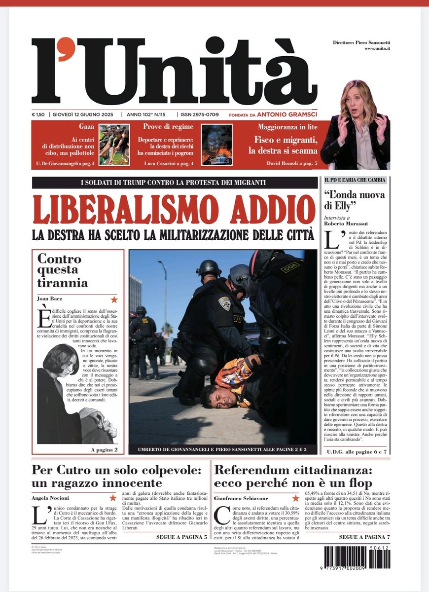 📰 La prima pagina dell’#Unità del #12giugno

Abbonati subito: bit.ly/ABBONATI-SUBITO