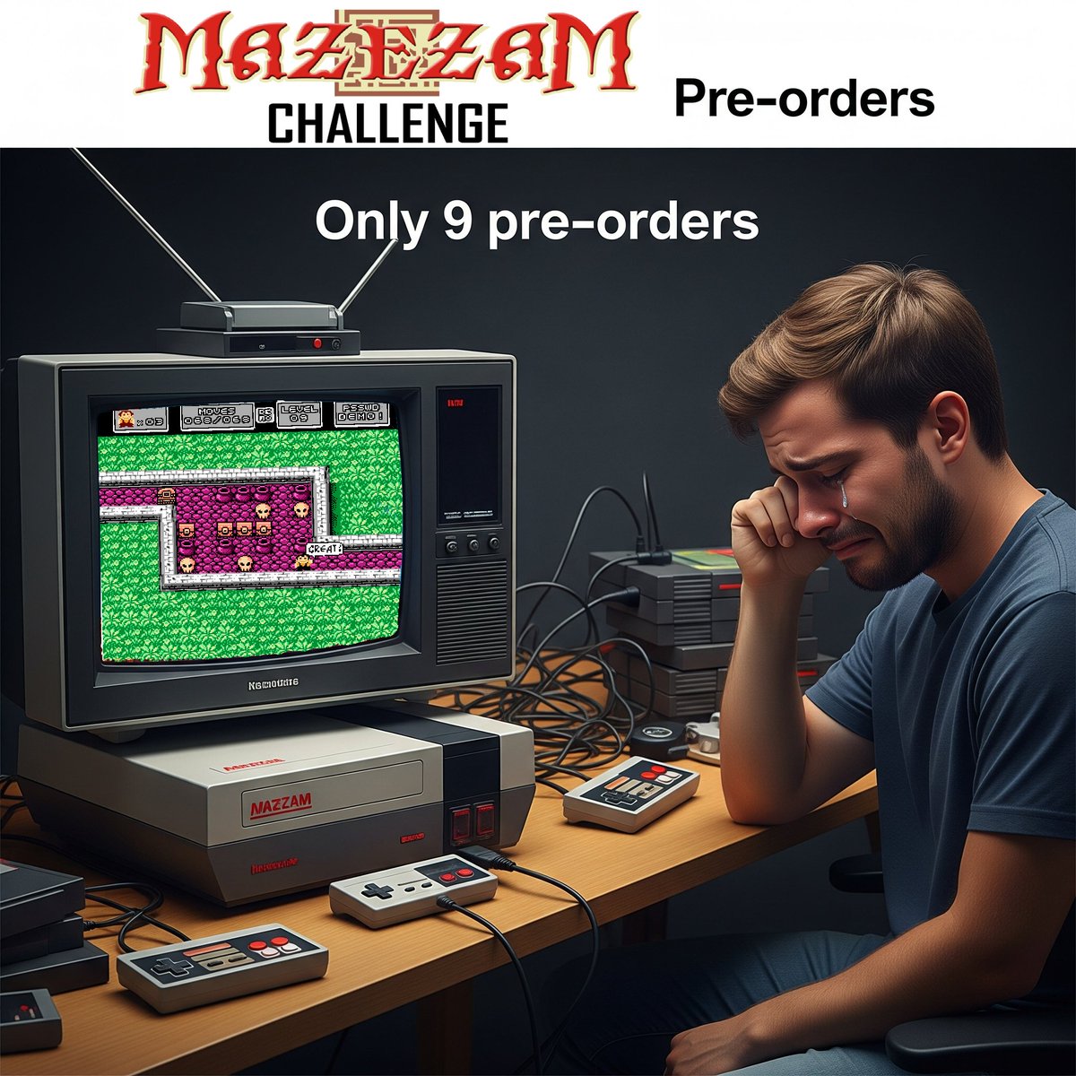alekmaul's tweet image. Only 10 days remaining for the campaign!
Only 9 pre-orders and I need 25 pre-orders :(
homebrew-factory.com/nes/149-mazeza…
#retrogaming #nes #homebrew #indiegames #nesdev