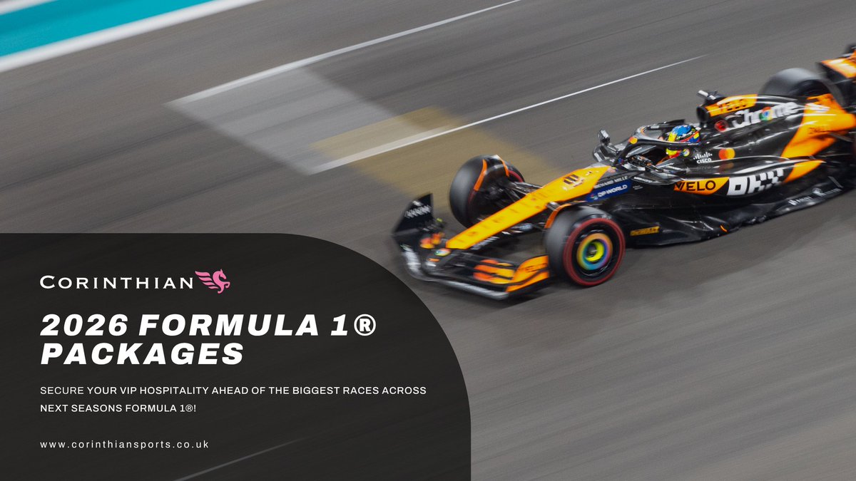 Corinthian Sports (@corsportsltd) on Twitter photo The 2026 Formula 1® schedule has officially been released! 🏁
With premium access, experience Formula 1® like never before with Corinthian Sports!
Explore all of our available F1 hospitality offerings today... ⬇️
bit.ly/3FQSHJ1 The 2026 Formula 1® schedule has officially been released! 🏁
With premium access, experience Formula 1® like never before with Corinthian Sports!
Explore all of our available F1 hospitality offerings today... ⬇️
bit.ly/3FQSHJ1