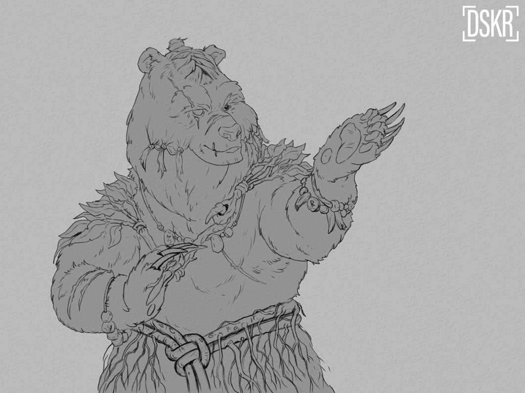 DioskyrArt's tweet photo. New personal project in the works — early sketch! 🐻✍️
#characterdesign #conceptart #fantasyart #artistontwitter #wip #digitalart #creaturedesign #sketches #bearcharacter #ocdrawing #illustration https://t.co/X0YLJCU4IH