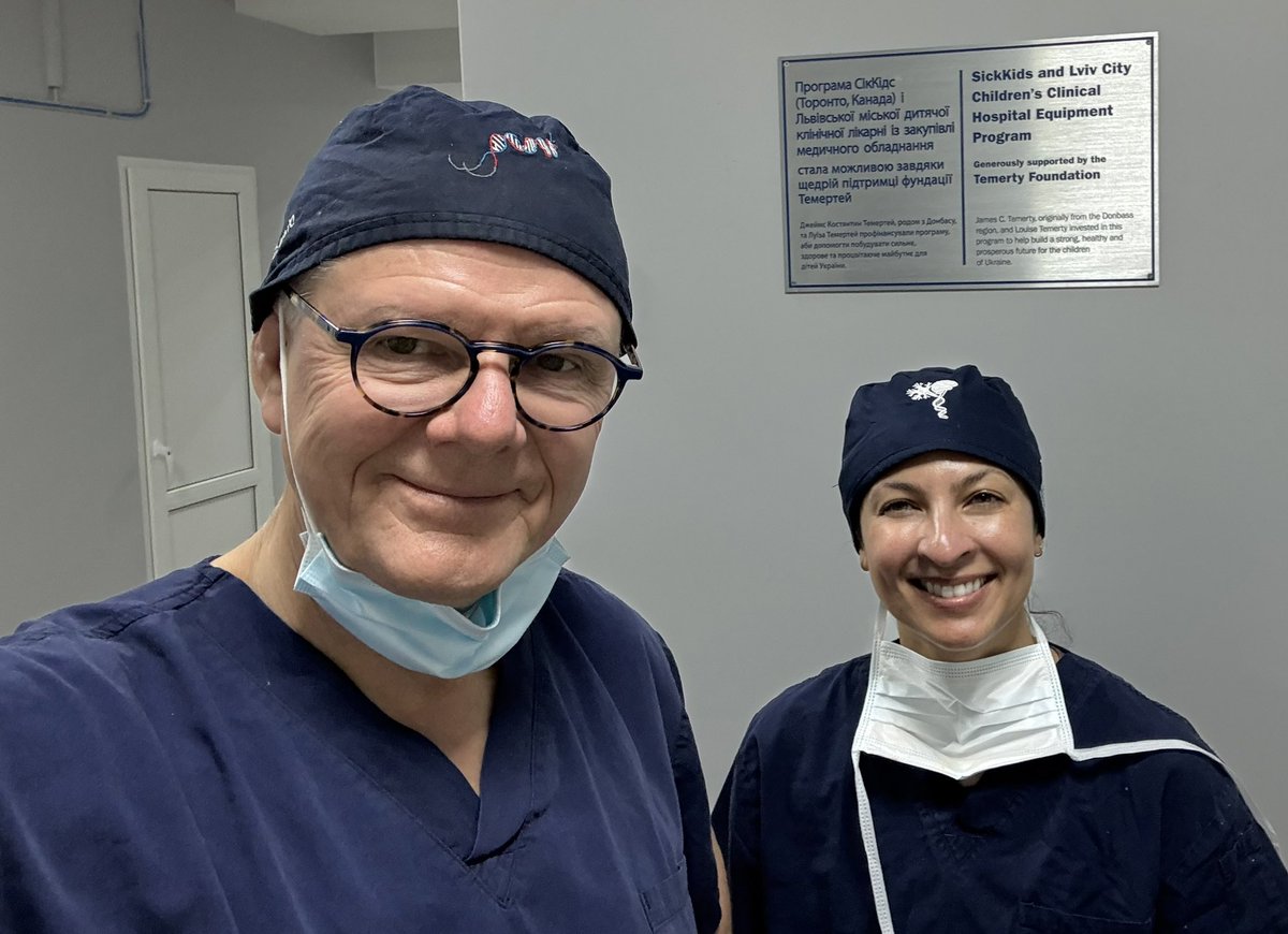JamesRutka's tweet photo. Days are long here in Lviv Ukraine operating with Eisha Christian on neurosurgery cases at Lviv City Children’s Hospital! Thanks to Dr Taras Mykytyn for invitation ! @UofTSurgery @UofTNeuroSurge @uoftmedicine @SickKidsNews @SickKidsGlobal https://t.co/tRhP9BcVea