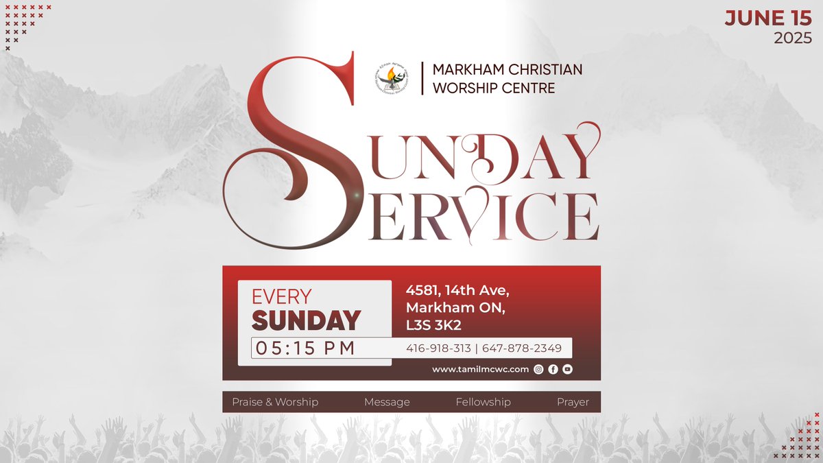 tamilmcwc's tweet photo. June 15, 2025 @ 5.15 pm 
4581, 14th Ave, Markham

#mcwc #markhamchristianworshipcentre #markhamtamilchurch #scarboroughtamilchurch #torontotamilchurch #canadatamilchurch #canadatamil #torontotamil #christian #tamilchurch #tamilchristian #SundayService #WorshipTogether https://t.co/MzMnBhdpEC