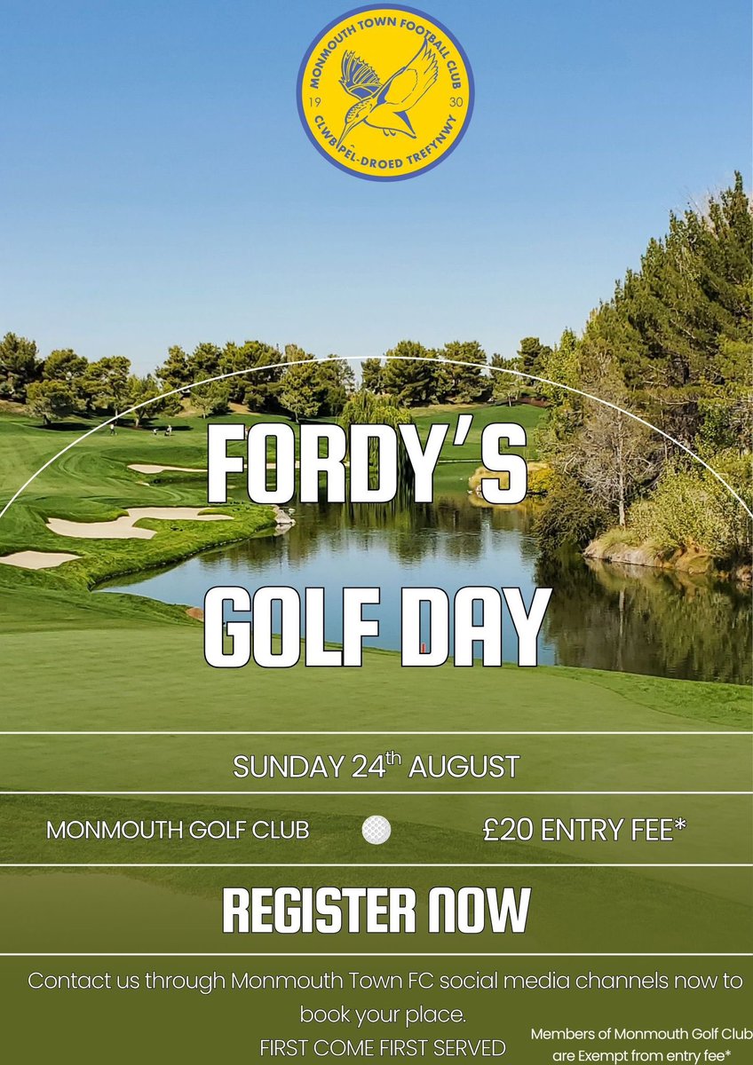 We are excited to announce that our first event for the 25/26 season is FORDY’S GOLF DAY. 

A massive thanks to Monmouth Golf Club for hosting us. (1/2)