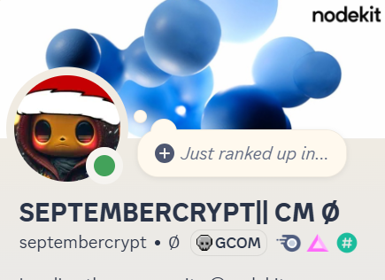 cryptseptember's tweet photo. Connecting with fellow community members is always a great experience,lots of alpha was shared, and many questions were answered.

We’ve also got our server tag GCOM! Don’t forget to adopt it to your name and show your pride as a true member of the NodeKit community.