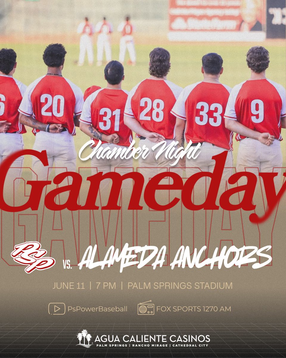 𝐋𝐞𝐭’𝐬 𝐬𝐞𝐭 𝐭𝐡𝐞𝐦 𝐬𝐚𝐢𝐥𝐢𝐧𝐠 🛥️ 

🆚 <a href="/alameda_anchors/">Alameda Anchors</a> ⚓️
⏰ 7 PM PT
👩🏻‍💼👨🏻‍💼 Chamber Night with <a href="/PSpringsChamber/">Palm Springs Chamber</a> &amp; Rancho Mirage Chamber
🍹 $5 MARGS!
📍 Palm Springs Stadium
📺 YouTube // <a href="/PSPowerBaseball/">Palm Springs Power</a> 
📻 <a href="/FOXSportsPS/">FOX Sports Palm Springs</a> // FOX Sports 1270AM

#PowerUp⚡️