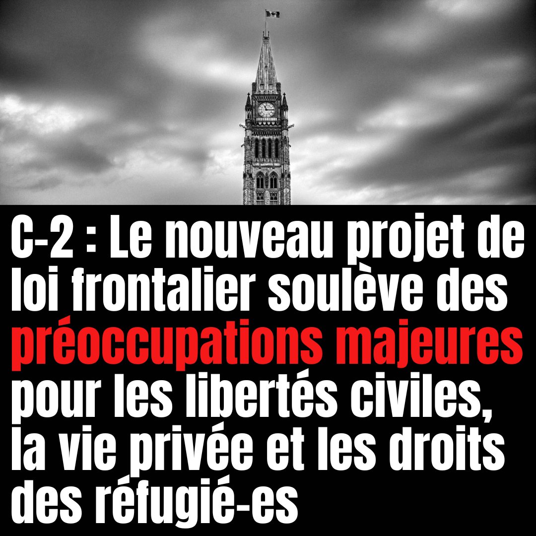 ICLMG's tweet image. Le nouveau projet de loi frontalier fédéral C-2 soulève des préoccupations majeures pour les libertés civiles, la vie privée &amp;amp; les #droits des réfugié-es!
SVP contactez votre député-e pour que le projet de loi soit retiré: iclmg.ca/fr/c-2-preoccu… Merci! #polcan #qcpoli #Canada