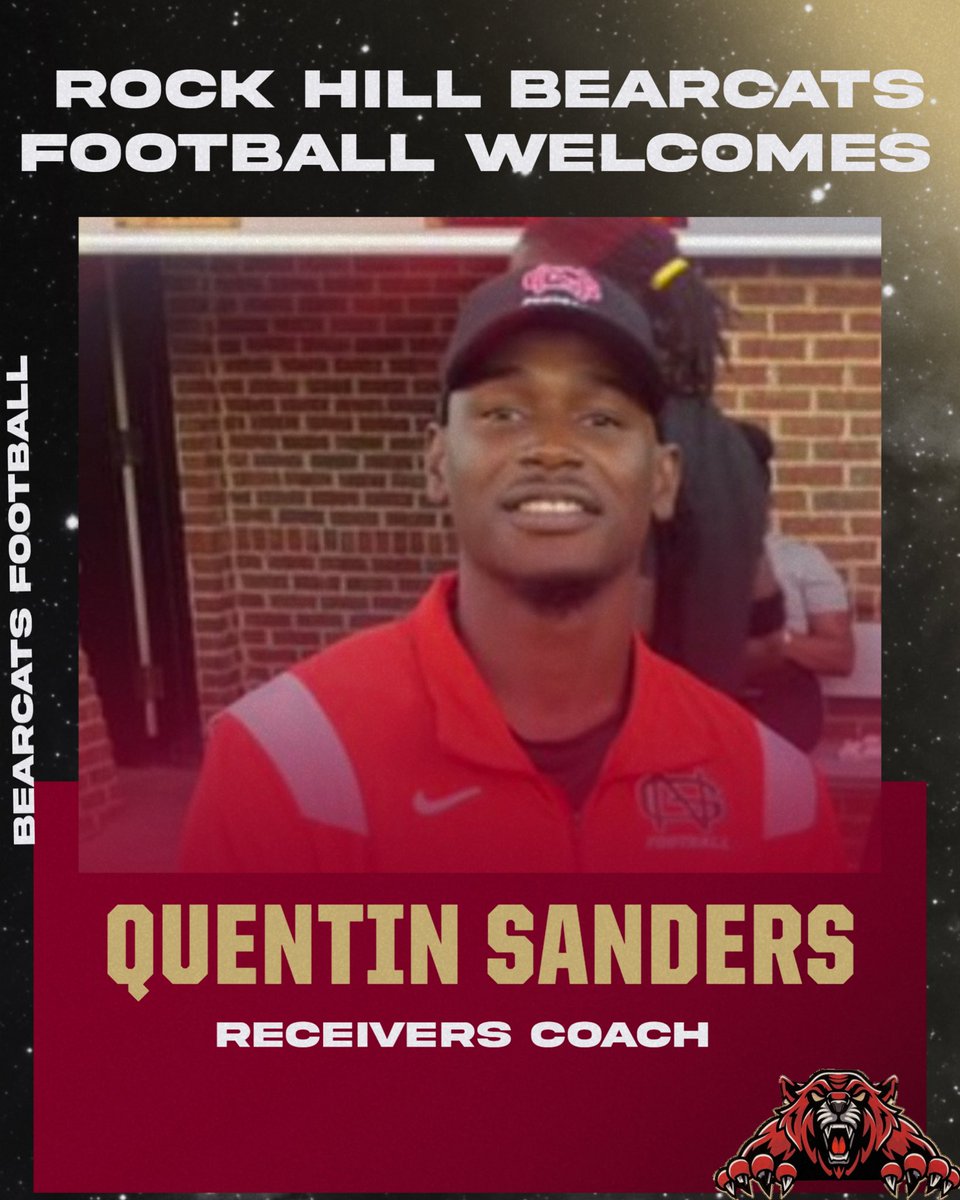 Rock Hill Football (@rhhsbearcatsfb) on Twitter photo Bearcats Football welcomes <a href="/baby_pac3/">Coach Q Sanders</a>. A standout 3-sport athlete from Lewisville HS, he earned JUCO All-American honors, played @ Middle Tennessee under Rick Stock & wrapped up his career at North Greenville earning an ESPN Top 10 highlight. #EARNIT Bearcats Football welcomes <a href="/baby_pac3/">Coach Q Sanders</a>. A standout 3-sport athlete from Lewisville HS, he earned JUCO All-American honors, played @ Middle Tennessee under Rick Stock & wrapped up his career at North Greenville earning an ESPN Top 10 highlight. #EARNIT