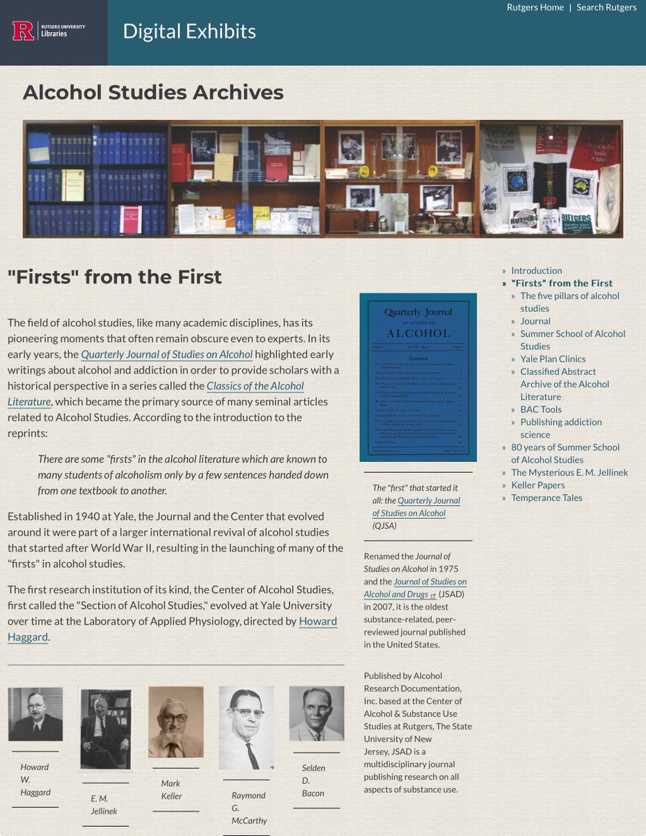 Judit Hajnal Ward 💙 💛 (@judit_librarian) on Twitter photo The first of a series of posts describing the five distinctive components of the new Alcohol Studies Archives Digital Exhibit features “Firsts” from the First. The new version is an upgrade from the previous one on Omeka.
<a href="/JSADJournal/">Journal of Studies on Alcohol and Drugs</a> <a href="/RULibraries/">Rutgers University Libraries</a>
sites.rutgers.edu/alcoholstudies… The first of a series of posts describing the five distinctive components of the new Alcohol Studies Archives Digital Exhibit features “Firsts” from the First. The new version is an upgrade from the previous one on Omeka.
<a href="/JSADJournal/">Journal of Studies on Alcohol and Drugs</a> <a href="/RULibraries/">Rutgers University Libraries</a>
sites.rutgers.edu/alcoholstudies…