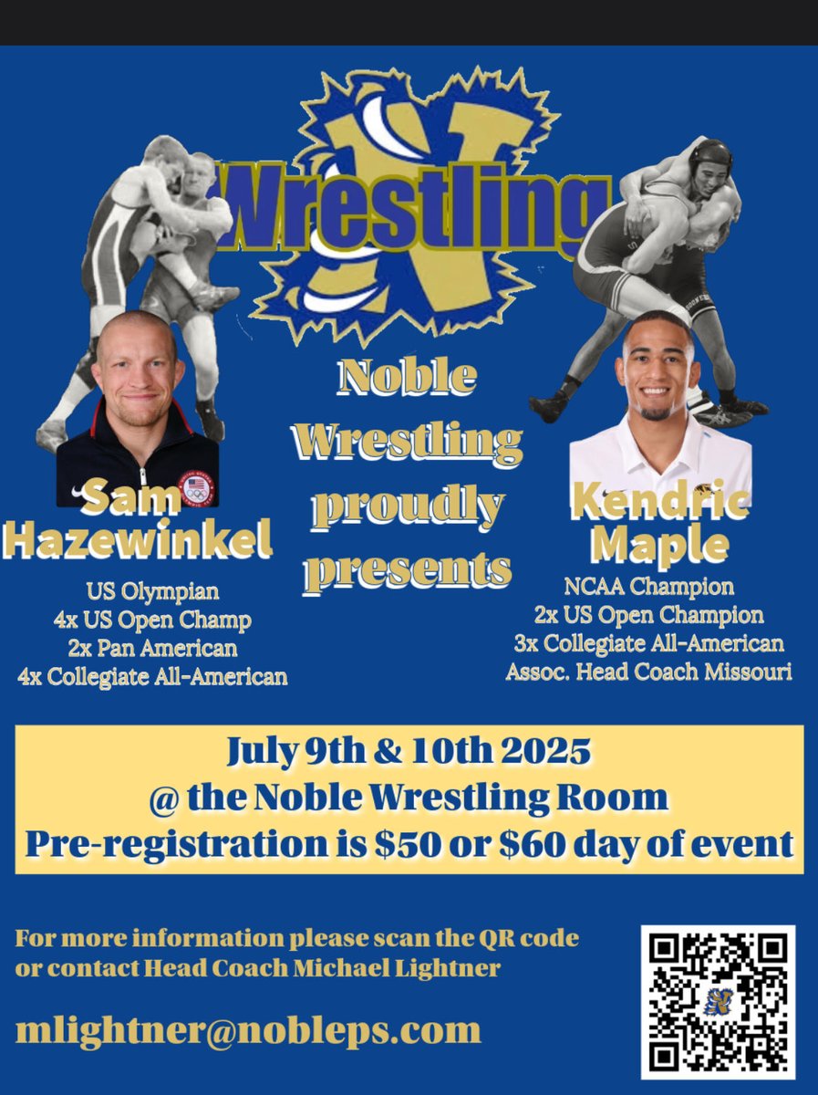 ⁦<a href="/SamTheHaze/">Sam Hazewinkel</a>⁩ ⁦<a href="/Kmaple141/">Kendric Maple</a>⁩ ⁦<a href="/CodyRHill1/">Cody Hill</a>⁦<a href="/wrestlingbtown/">Bobby Hill</a>⁩. Sharpen the blade in Noble OK this summer. All ages welcome. Teams Welcome. #iron sharpens iron #Beware of Bears