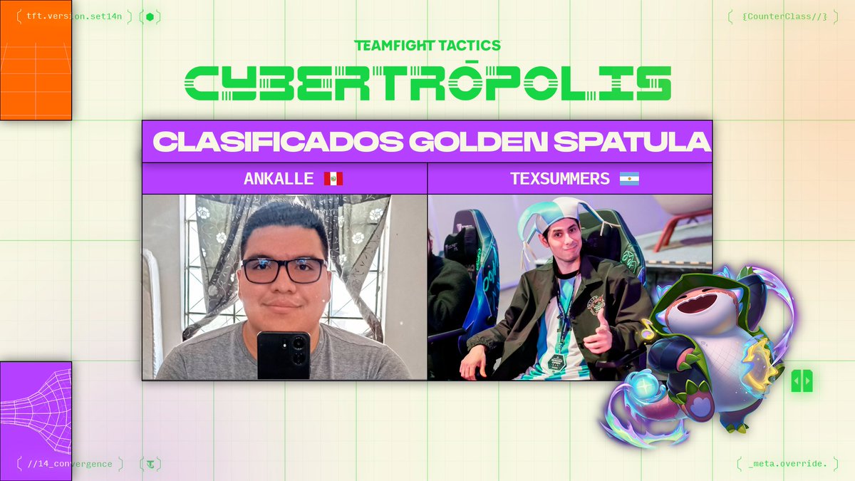 Teamfight Tactics Latinoamérica (@tftlatam) on Twitter photo ¡Tenemos los primeros clasificados de LATAM a la Golden Spatula Américas!
🇵🇪 <a href="/AnkalliTFT/">Ankalli 🇵🇪</a>
🇦🇷 <a href="/tex_summers/">Tex Summers</a>
Ellos fueron los más consistentes en los 3 LATAM Open y, por su esfuerzo, consiguieron un cupo asegurado a la final de Américas. ¡Están a un paso del mundial y del nuevo ¡Tenemos los primeros clasificados de LATAM a la Golden Spatula Américas!
🇵🇪 <a href="/AnkalliTFT/">Ankalli 🇵🇪</a>
🇦🇷 <a href="/tex_summers/">Tex Summers</a>
Ellos fueron los más consistentes en los 3 LATAM Open y, por su esfuerzo, consiguieron un cupo asegurado a la final de Américas. ¡Están a un paso del mundial y del nuevo