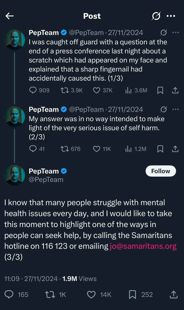 ewan10i's tweet image. Our manager was tweeting suicide hotline numbers just 3 months into last season