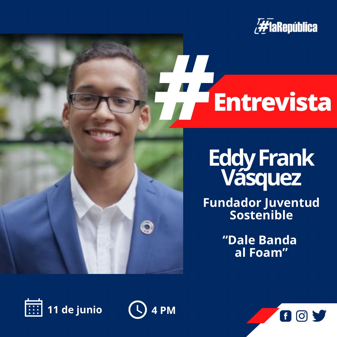 La República Radio (@larepradio) on Twitter photo HOY en #LaRepúblicaRadio recibimos a Eddy Frank Vásquez y hablamos de la campaña #DaleBandaAlFoam para la prohibición del uso del #foam en República Dominicana.
En vivo a partir de las 4pm por La Nota 95.7fm 📻🎙️
<a href="/RDelgadilllo/">Ramieri Delgadillo Santana | Periodista</a> <a href="/BaezDerik/">Derik Báez Torres</a> HOY en #LaRepúblicaRadio recibimos a Eddy Frank Vásquez y hablamos de la campaña #DaleBandaAlFoam para la prohibición del uso del #foam en República Dominicana.
En vivo a partir de las 4pm por La Nota 95.7fm 📻🎙️
<a href="/RDelgadilllo/">Ramieri Delgadillo Santana | Periodista</a> <a href="/BaezDerik/">Derik Báez Torres</a>