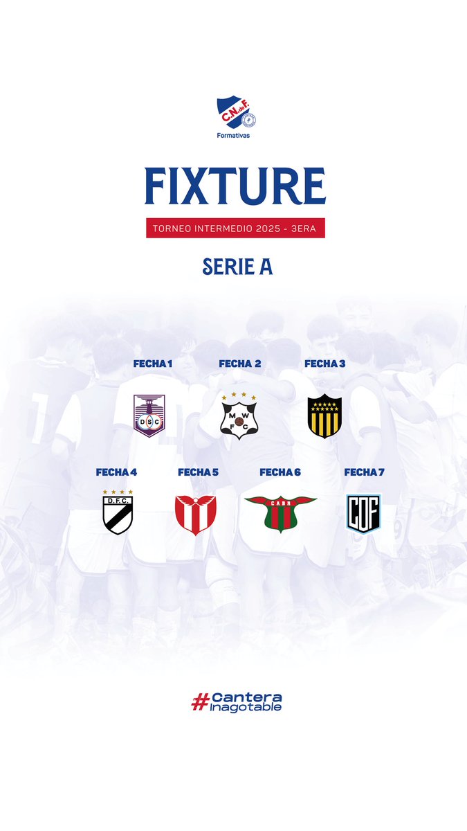 📆 Compartimos el Fixture del Torneo Intermedio 2025 de 3ra división, que comienza la próxima semana.

#CanteraInagotable #ElClubGigante🔵⚪️🔴